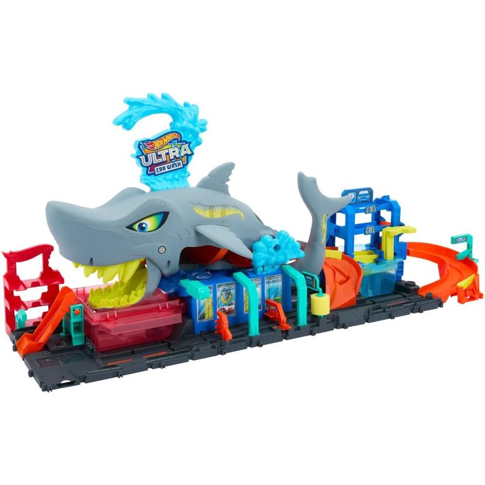 Hot Wheels City Ultra Shark Car Wash Playset with Color Reveal