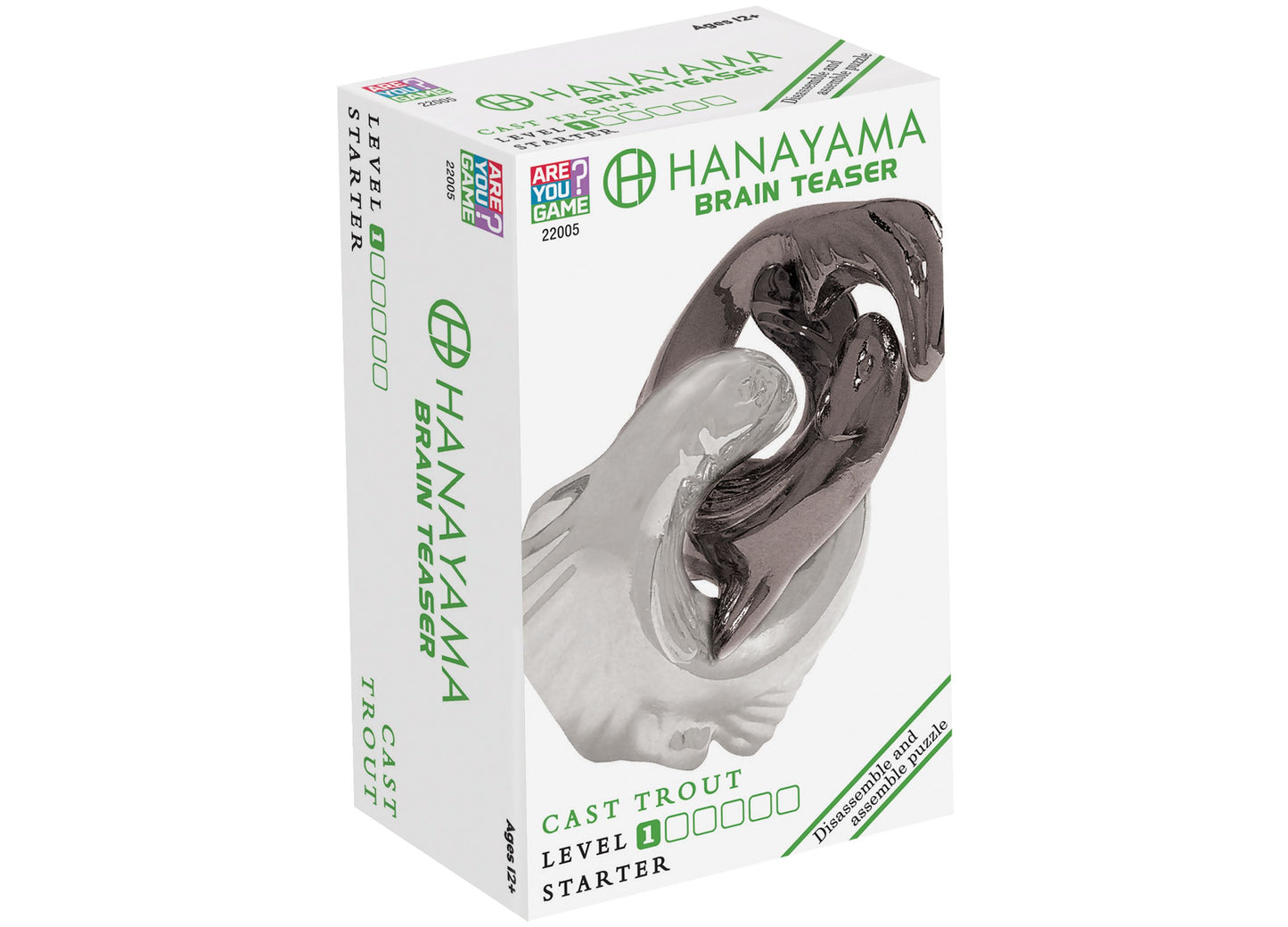 Hanayama Cast Metal Brain Teaser Puzzle - Level 1 Trout