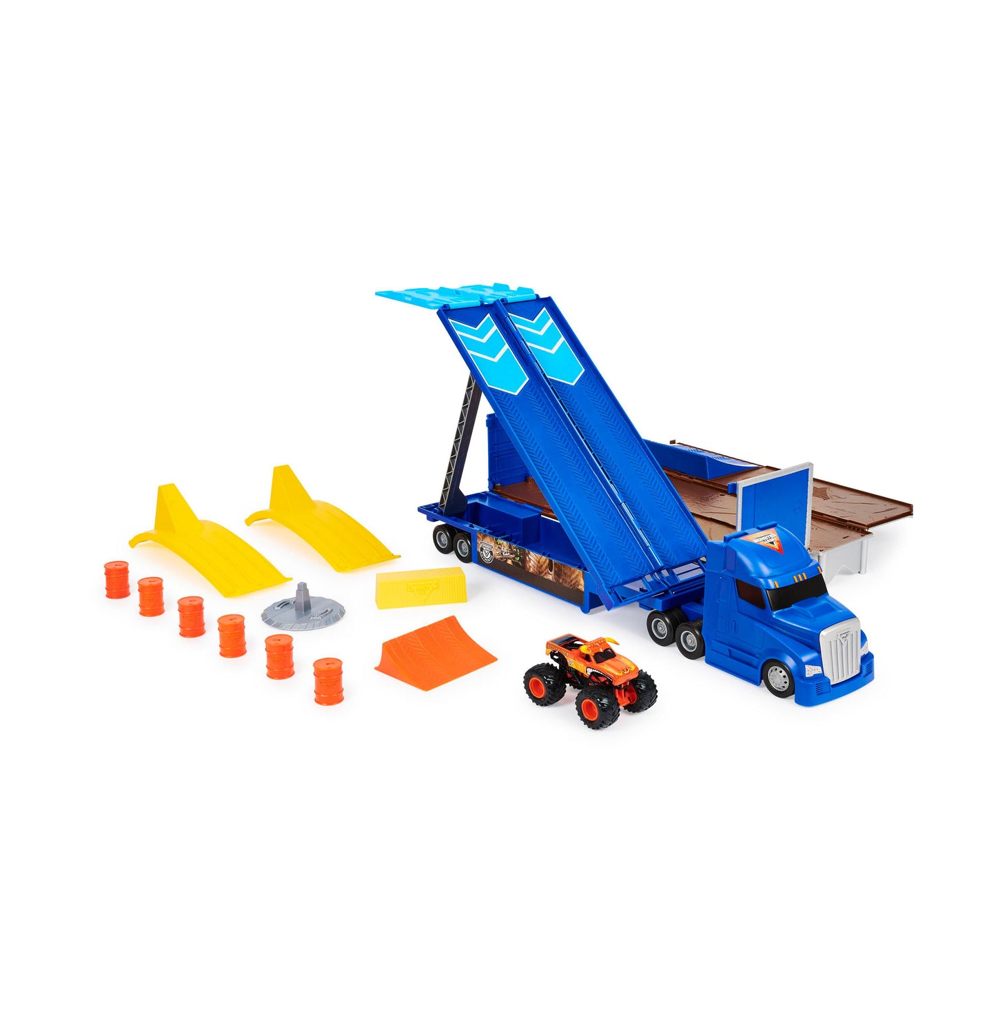 Monster Jam 2-in-1 Transforming Hauler Playset with 1:64 El Toro Loco Truck