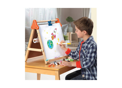 Discovery Kids 3-in-1 Tabletop Dry Erase Chalkboard Painting Art Easel, Wood Frame