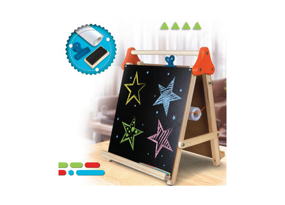 Discovery Kids 3-in-1 Tabletop Dry Erase Chalkboard Painting Art Easel, Wood Frame