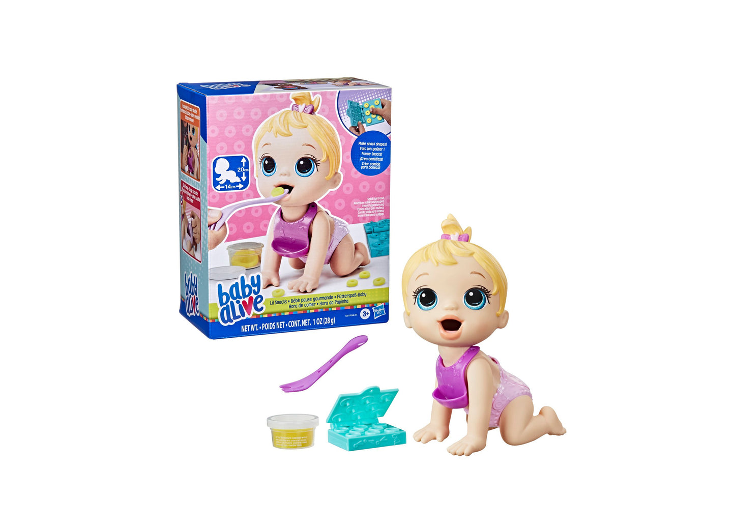 Baby Alive Lil Snacks Doll - Blonde Hair, 8-inch Poseable Doll with Accessories