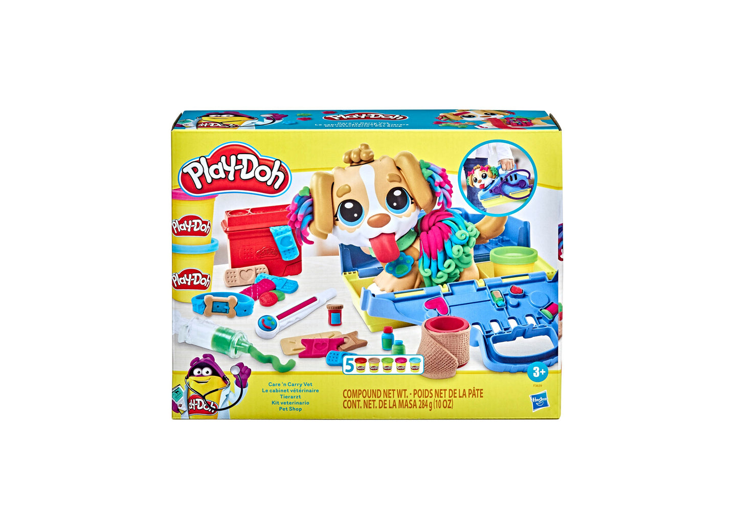 Play-Doh Care and Carry Vet Set - 17-Piece Interactive Toy Veterinary Kit