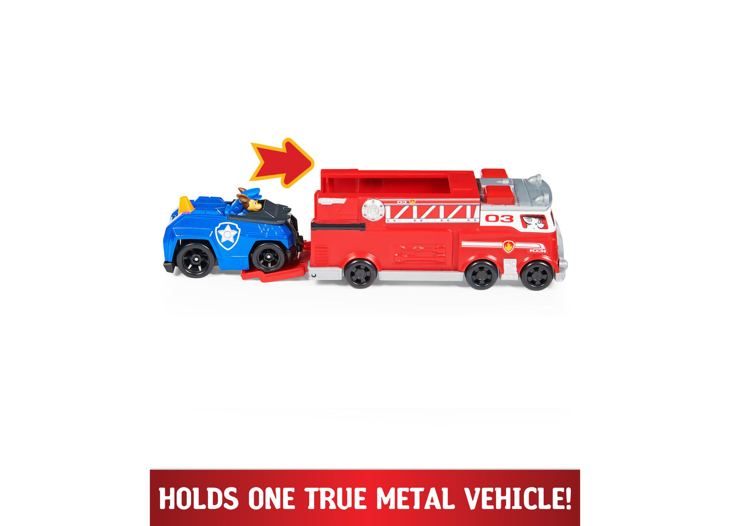 PAW Patrol True Metal Ultimate Firetruck with 1:55 Scale Chase Vehicle