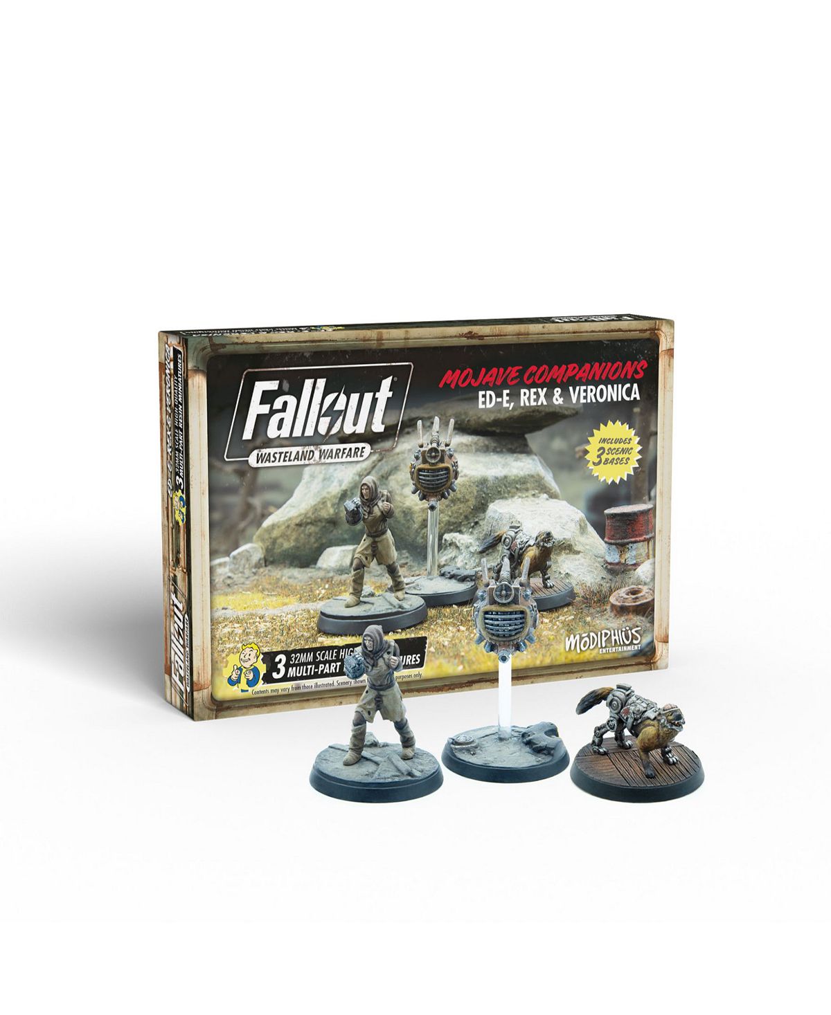 Fallout Wasteland Warfare - Collectible Figures of Ed-E, Rex & Veronica