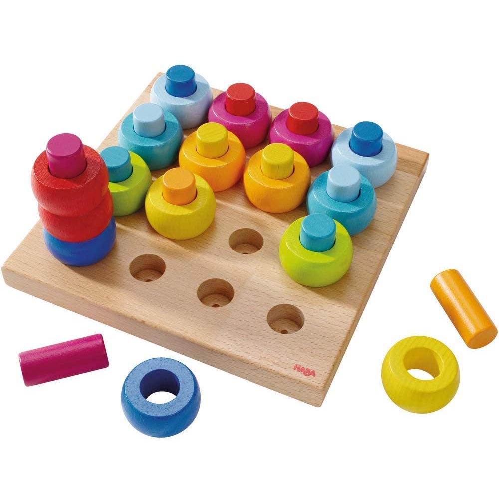 HABA Rainbow Whirls Pegging Game - Colorful Educational Toy for Toddlers