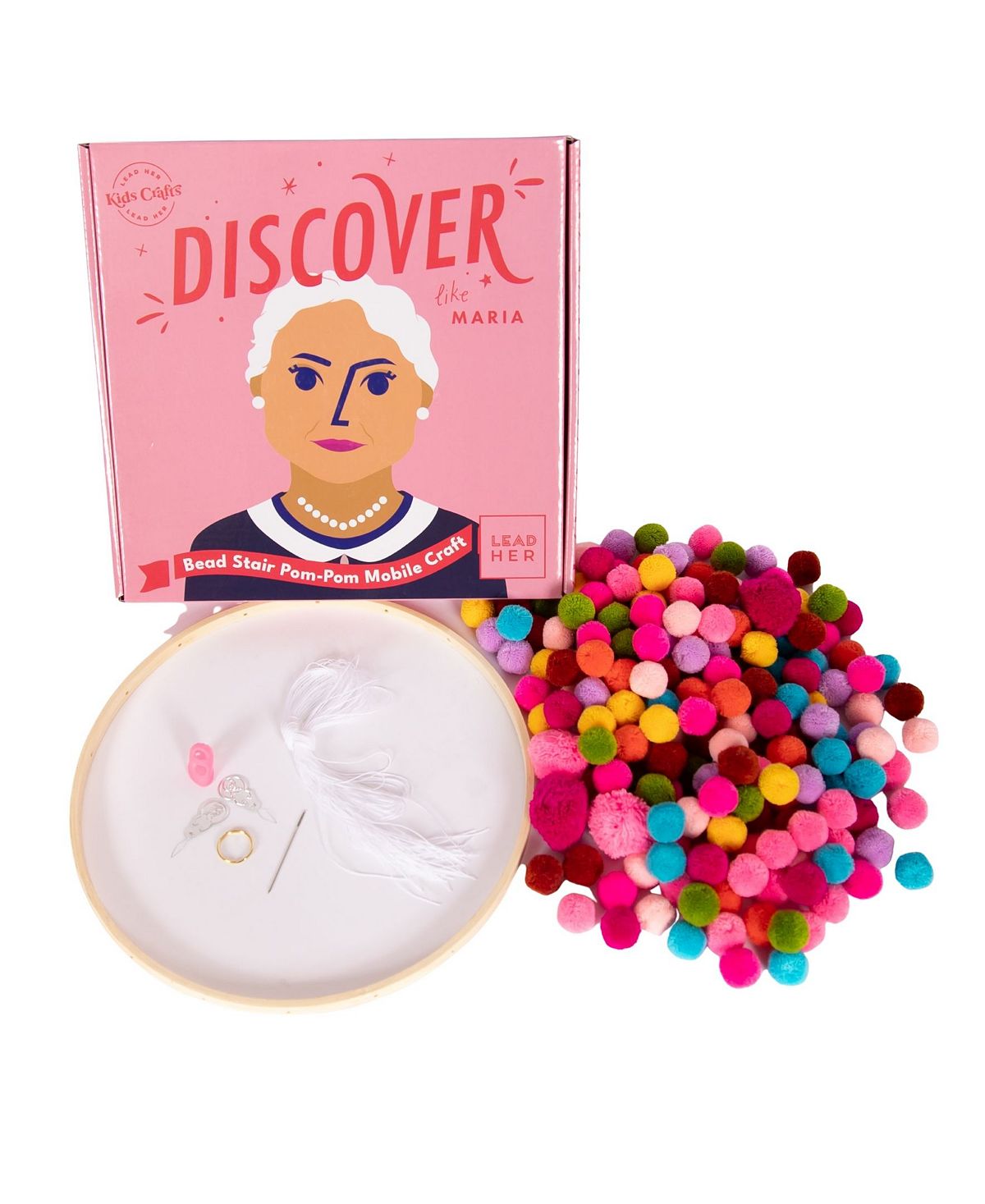 Kids Crafts Discover Like Maria Montessori-Inspired Bead Stair Pom-Pom Mobile Craft Kit