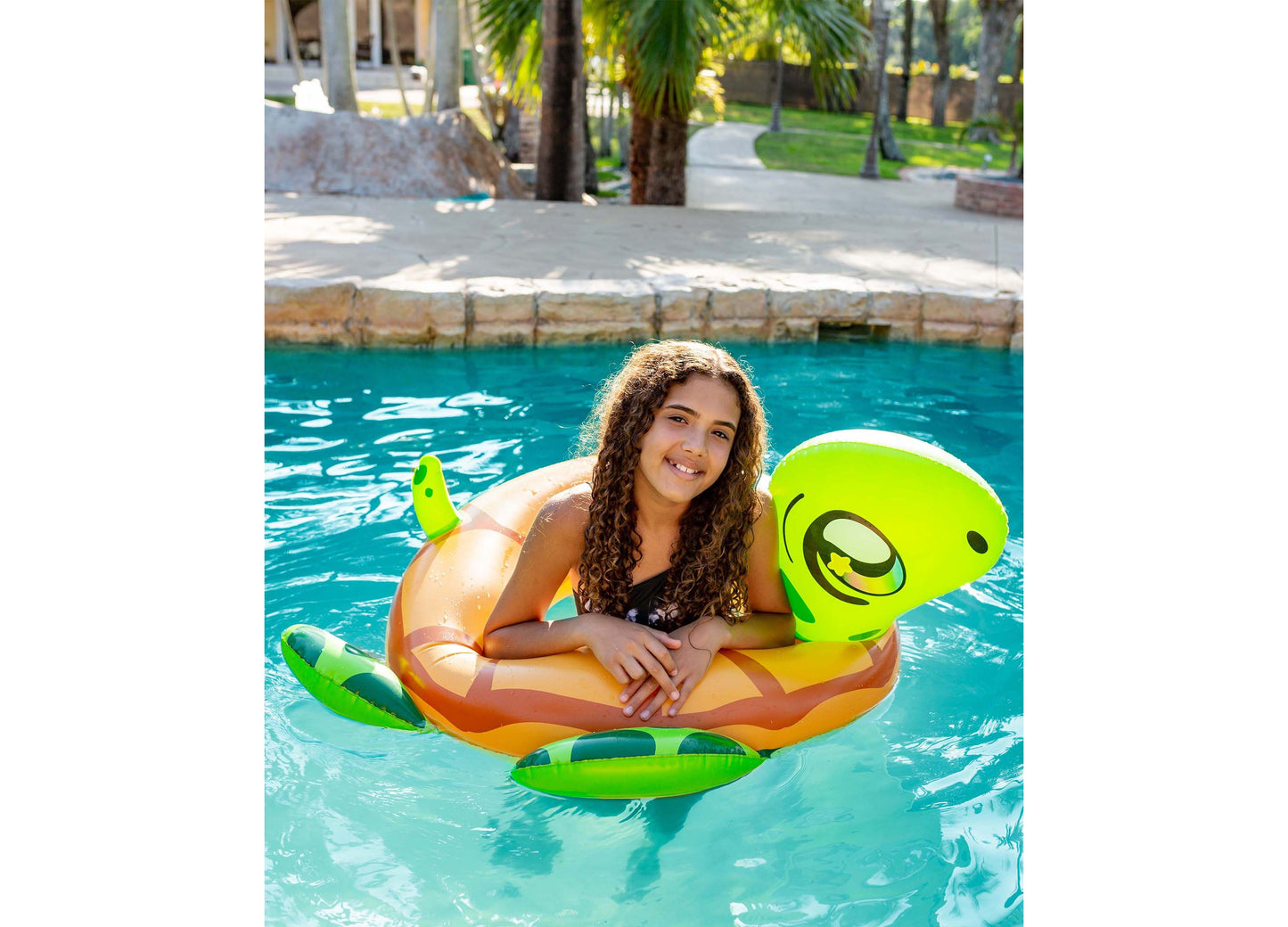 PoolCandy Durable Sea Turtle Inflatable Pool Tube, 36-inch