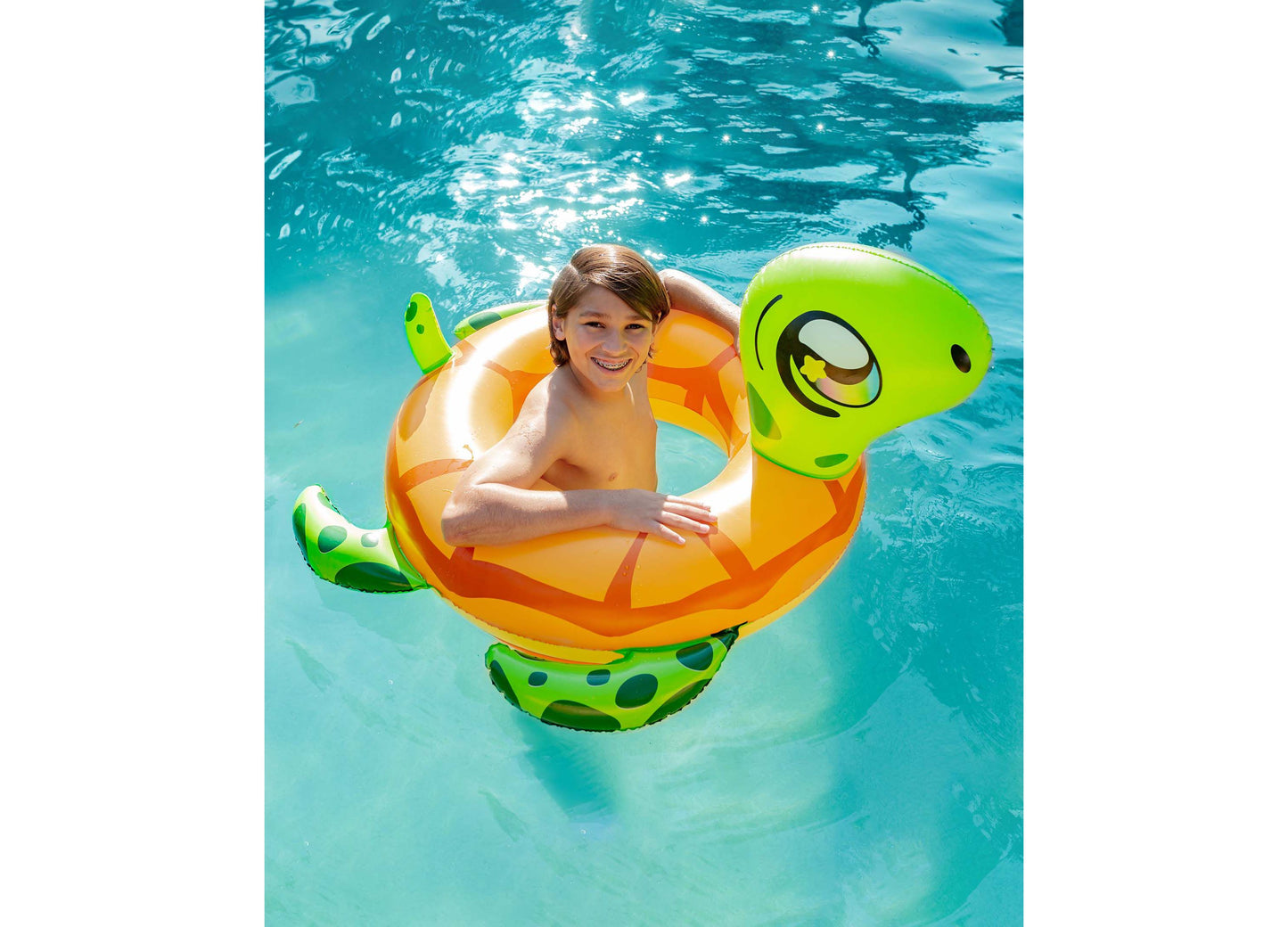 PoolCandy Durable Sea Turtle Inflatable Pool Tube, 36-inch