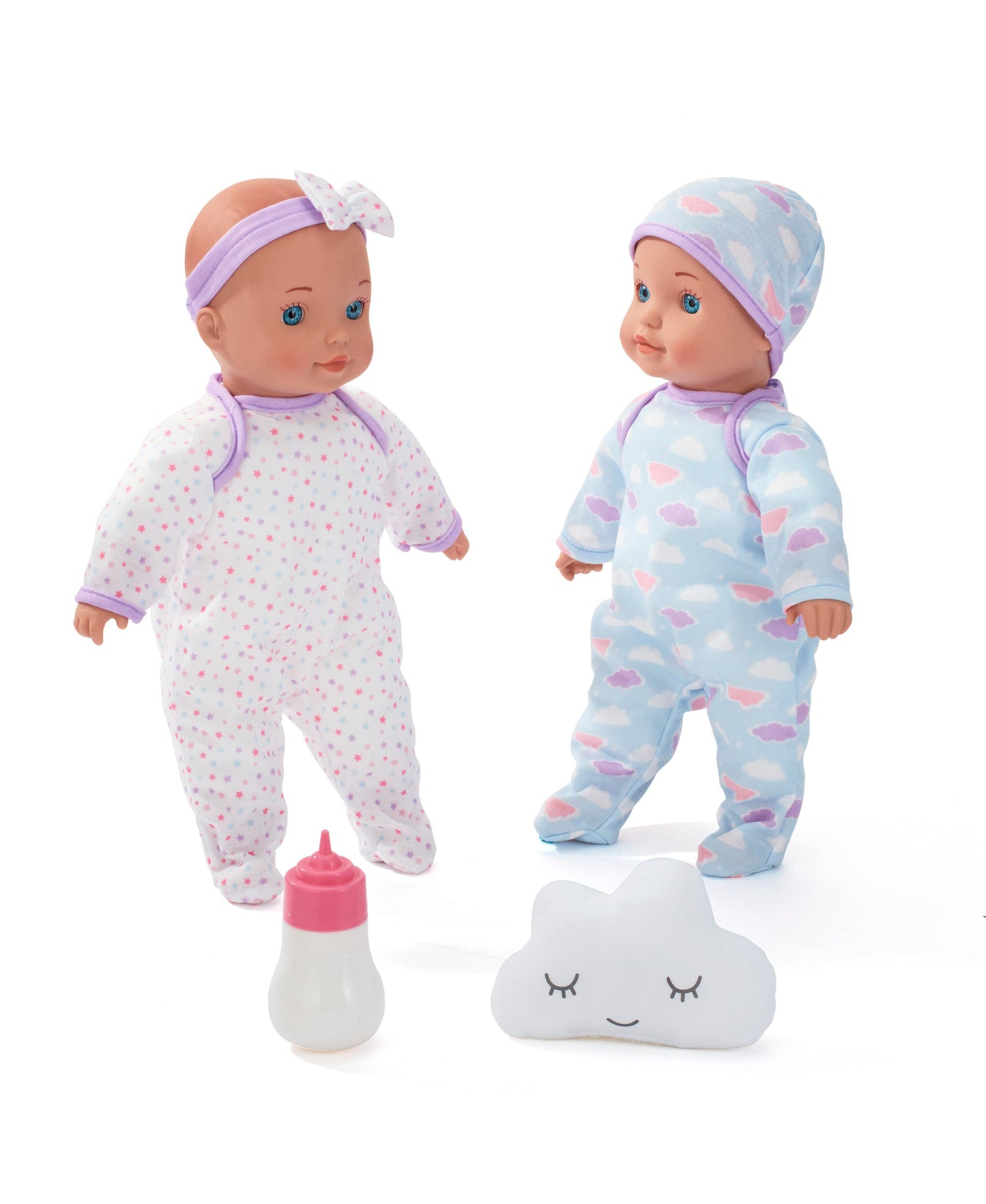 Toys R Us Cuddle Twins 12" Interactive Baby Dolls Set with Accessories