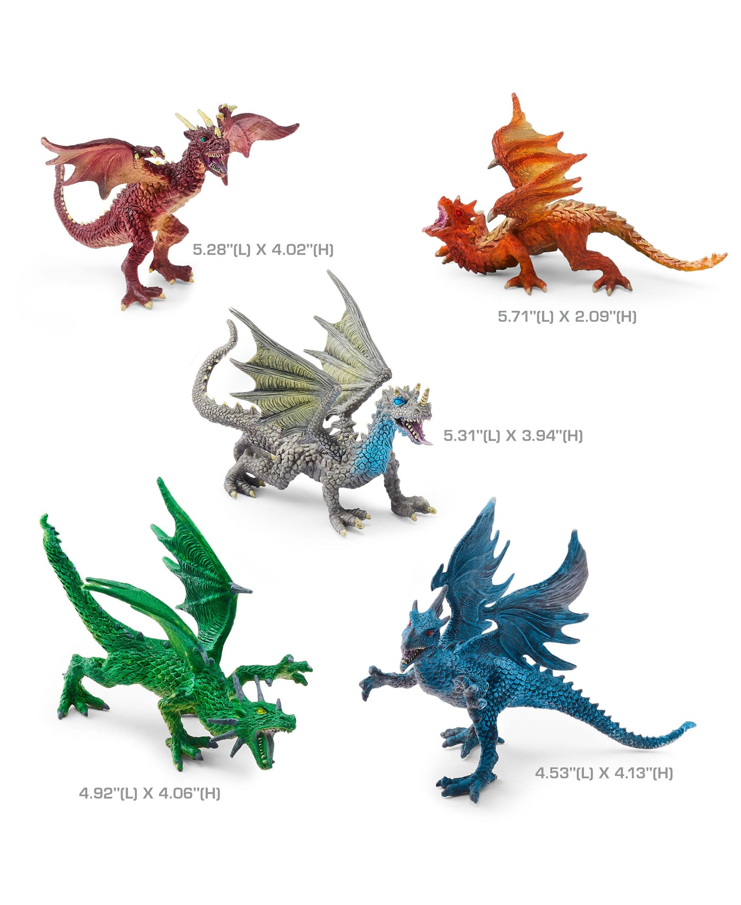 Toys R Us Exclusive Dragon Collectibles Set - 5 Unique Hand-Painted Figures