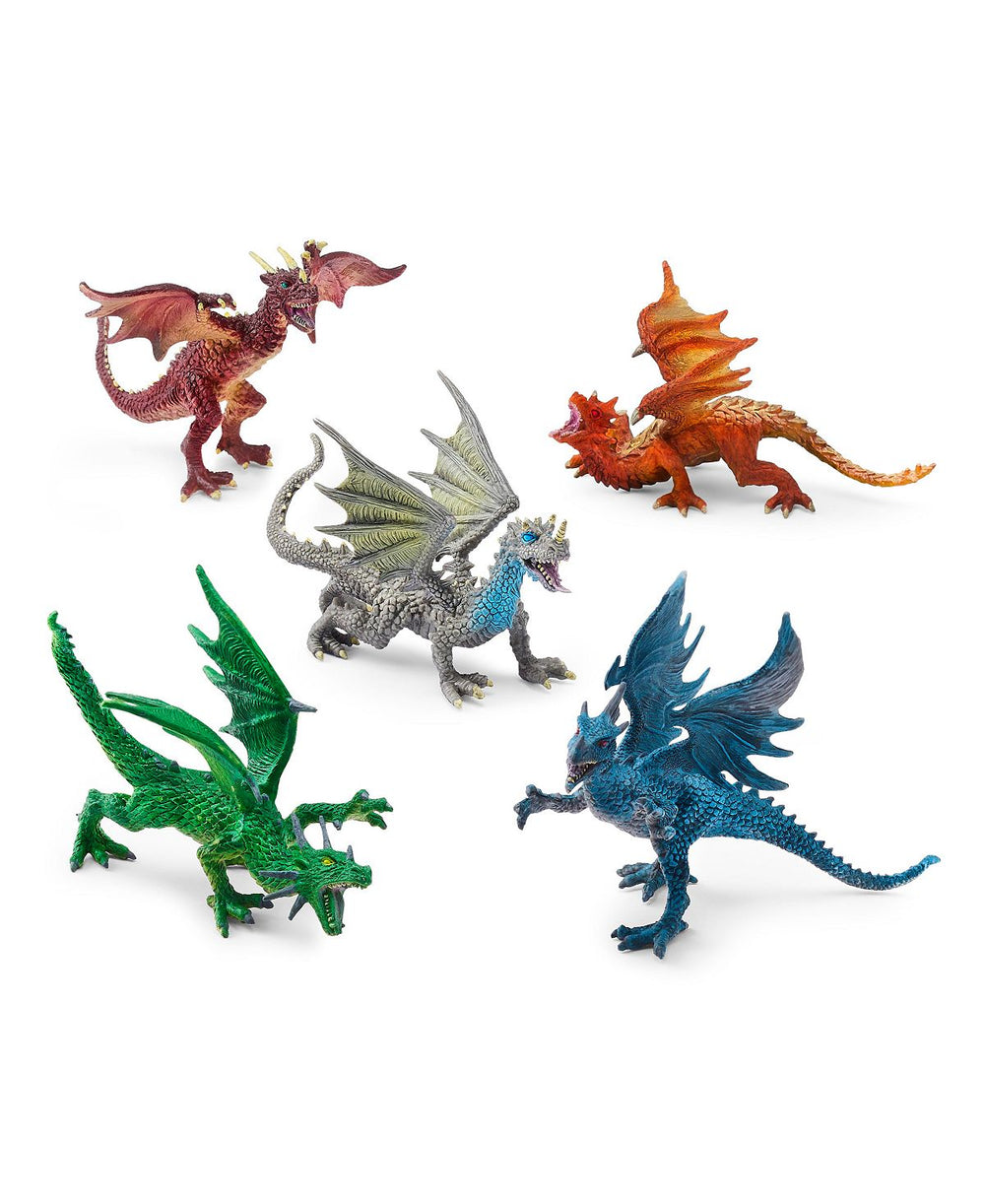 Toys R Us Exclusive Dragon Collectibles Set - 5 Unique Hand-Painted Figures