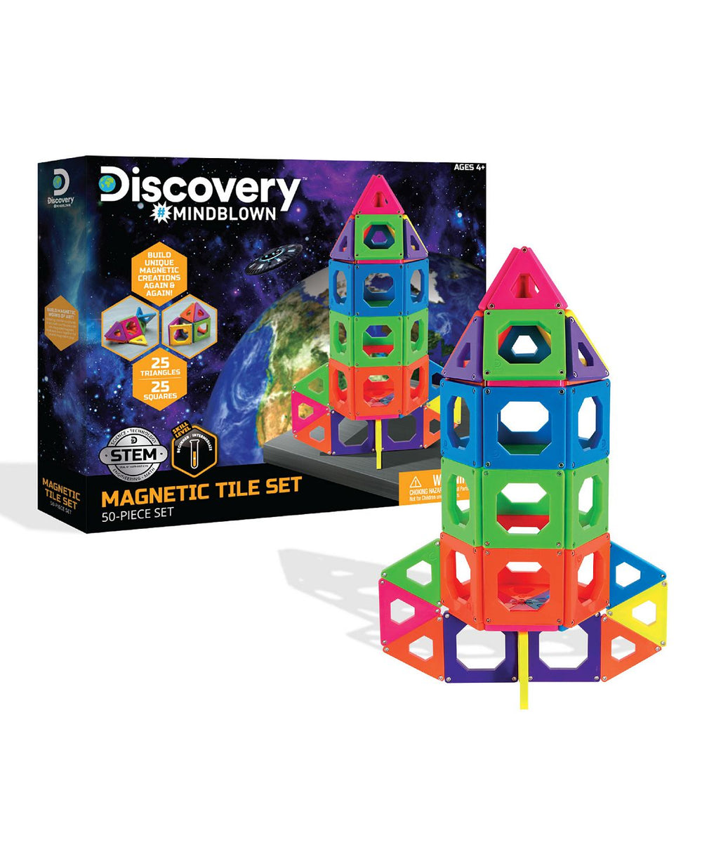 Discovery #MINDBLOWN 50-Piece Magnetic Tile Building Blocks Set - Multicolor