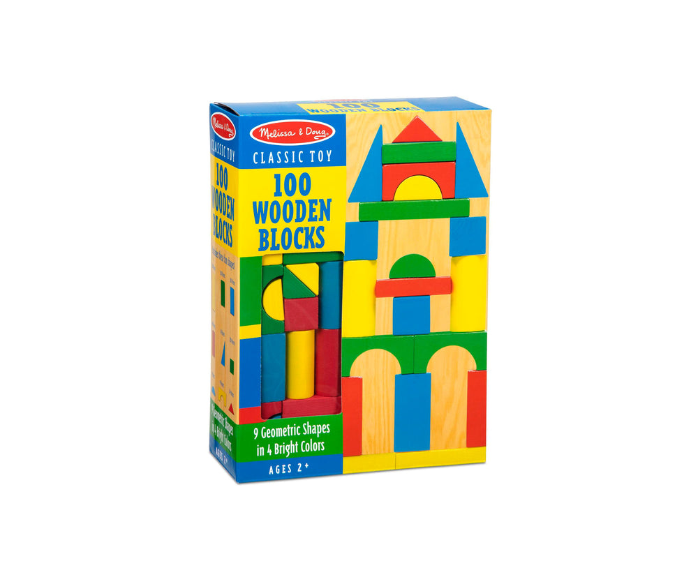 Melissa and Doug 100-Piece Colorful Wooden Building Blocks Set