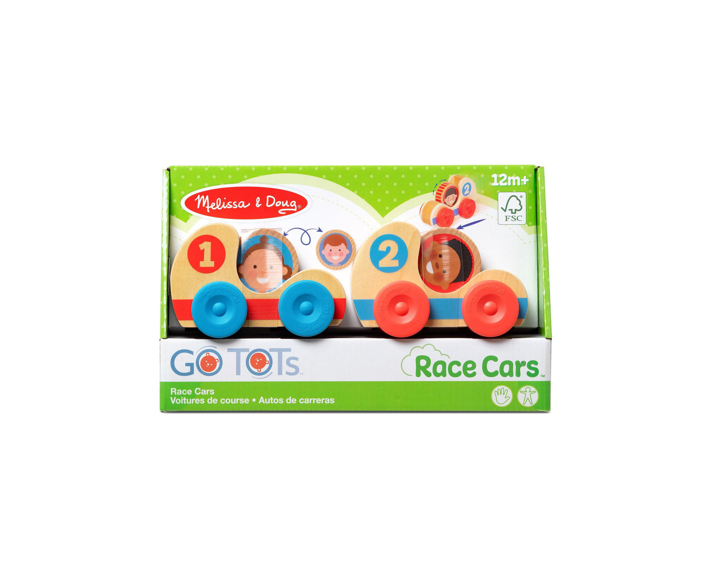 Melissa & Doug Go Tots Wooden Race Cars - Interactive Toddler Playset