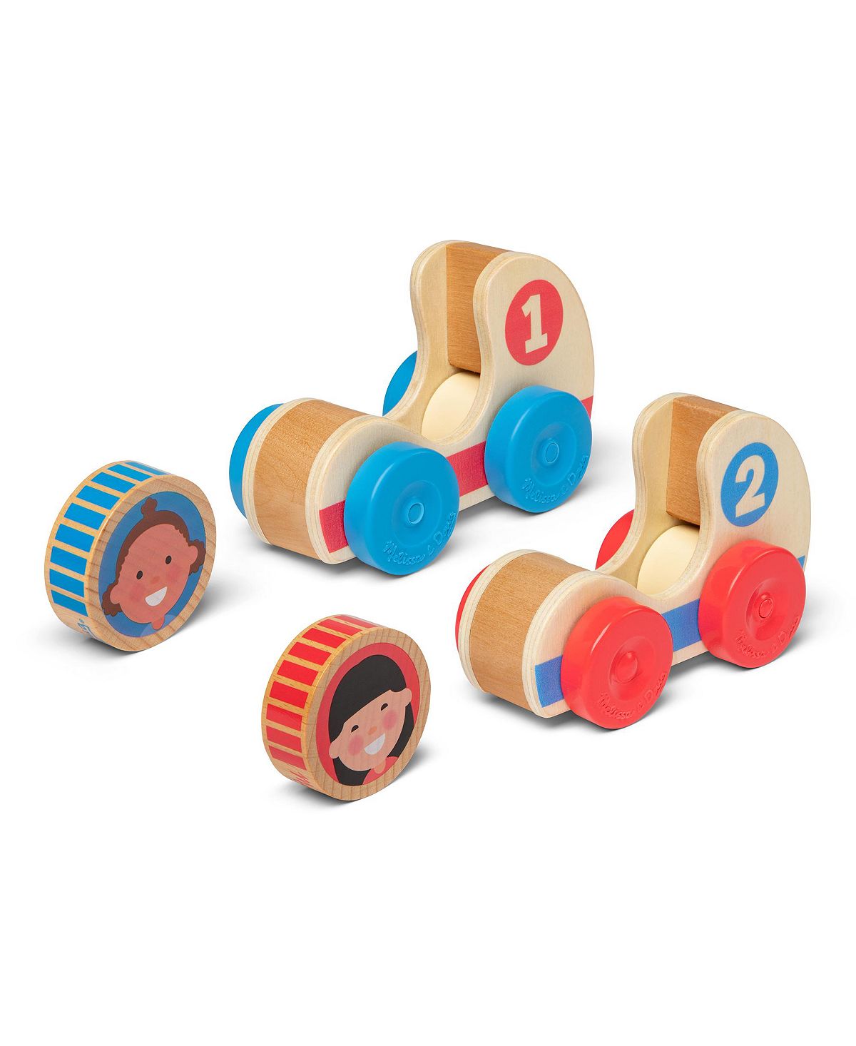 Melissa & Doug Go Tots Wooden Race Cars - Interactive Toddler Playset