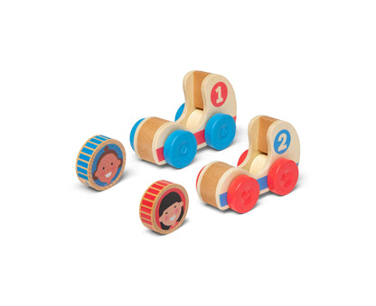 Melissa & Doug Go Tots Wooden Race Cars - Interactive Toddler Playset