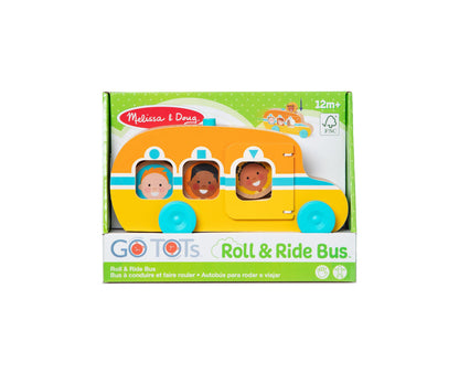 Melissa & Doug Go Tots Wooden Roll & Ride Bus with 3 Interactive Disks