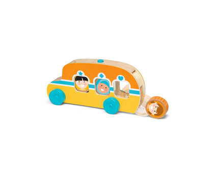 Melissa & Doug Go Tots Wooden Roll & Ride Bus with 3 Interactive Disks