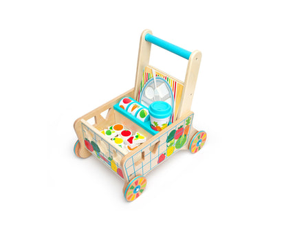 Melissa and Doug Wooden Shape Sorting Grocery Cart Push Toy & Puzzles