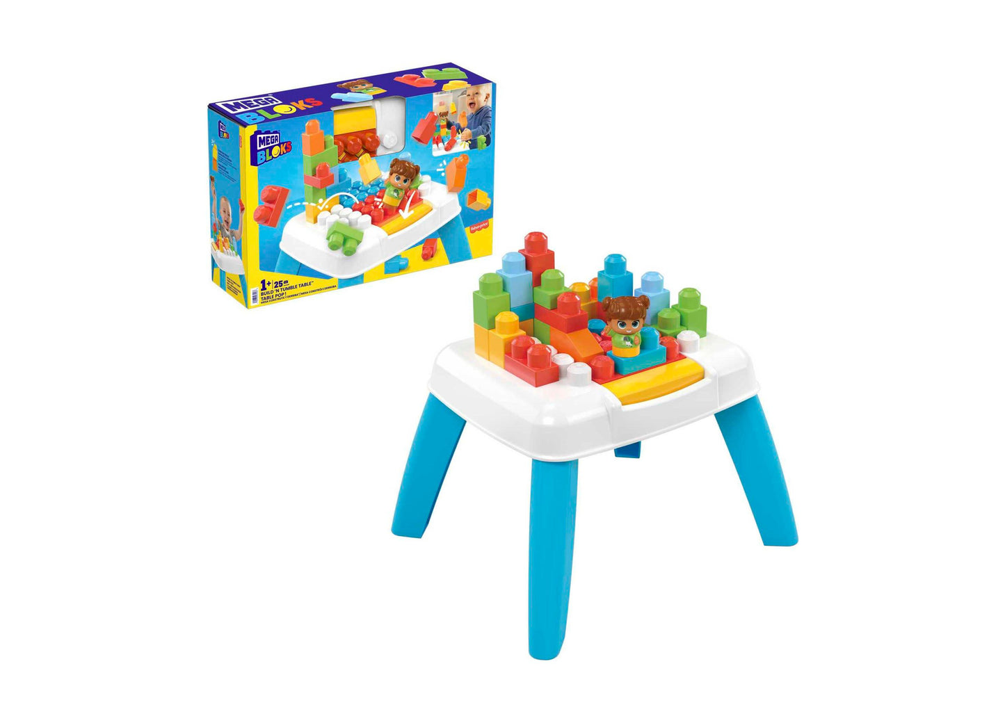 MEGA BLOKS 25-Piece Build 'n Tumble Table with Interactive Features