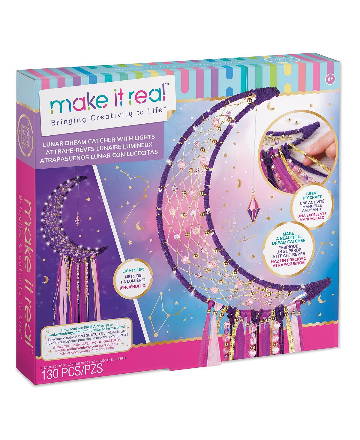 Make It Real Lunar Dream Catcher DIY Kit with Lights - Purple