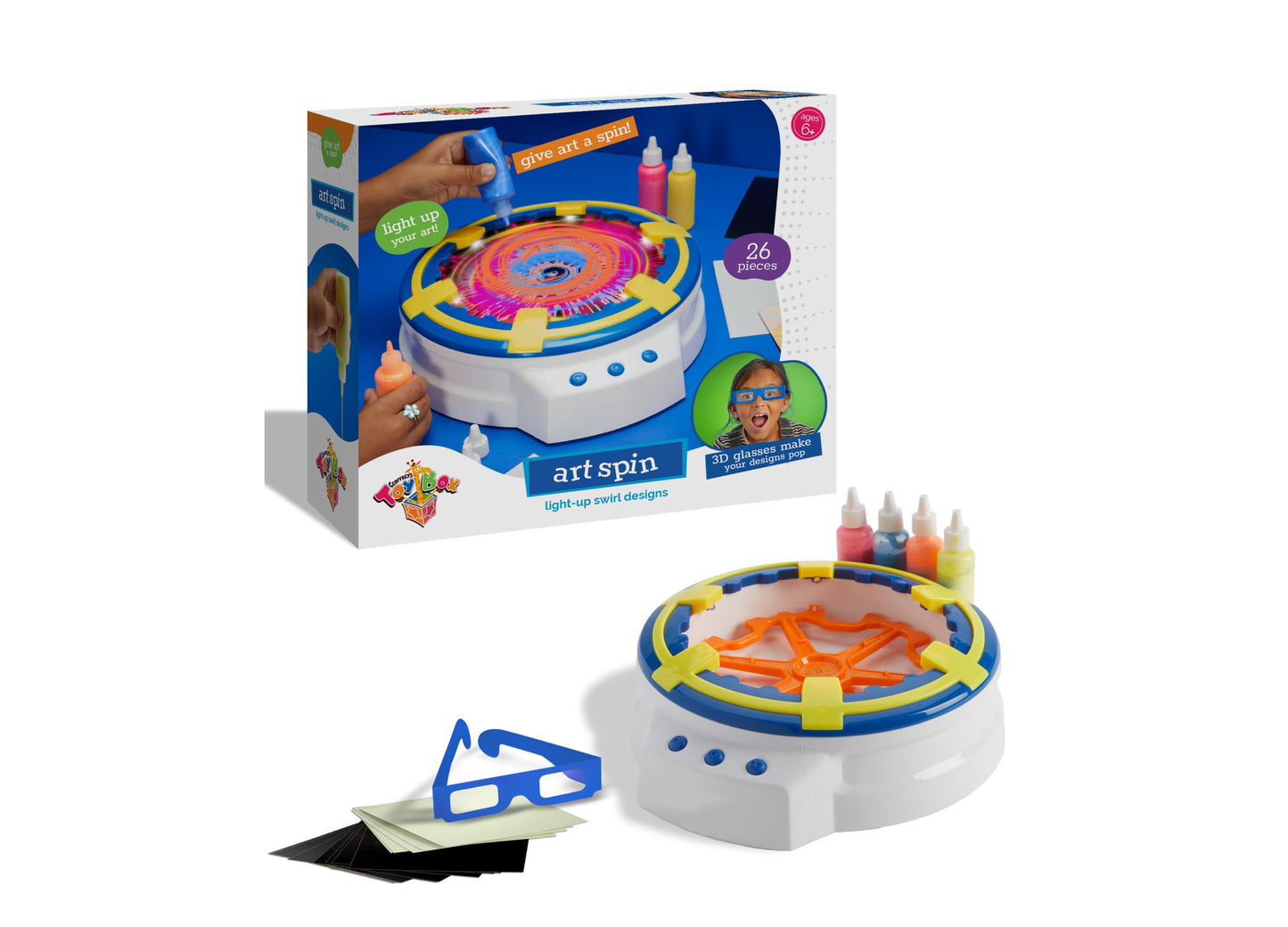 Geoffrey's Toy Box 3D Spin Art Kit - Light-Up Swirl Designs for Kids