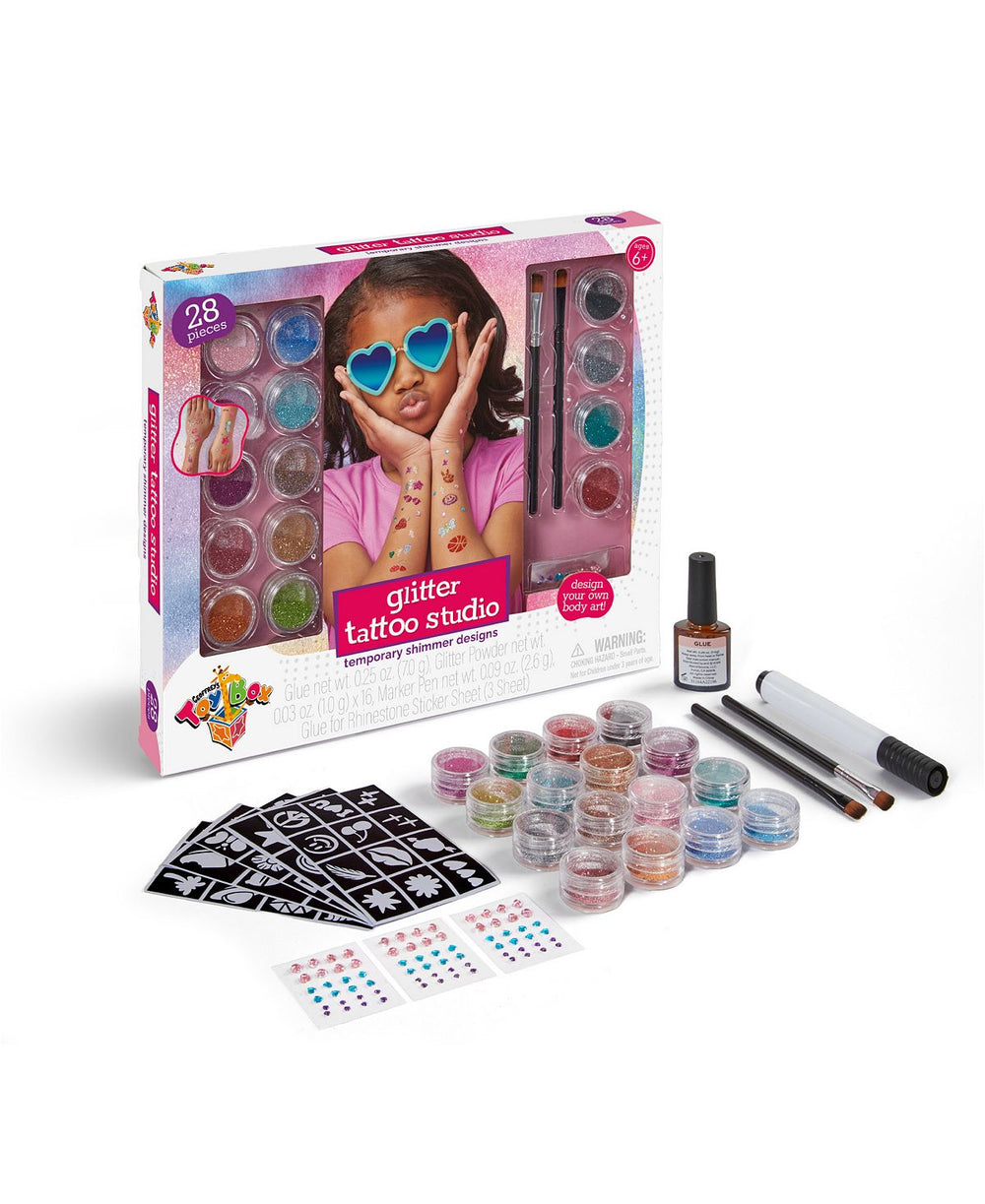 Geoffrey's Toy Box Glitter Tattoo Studio DIY Kit - Create Temporary Shimmer Tattoos