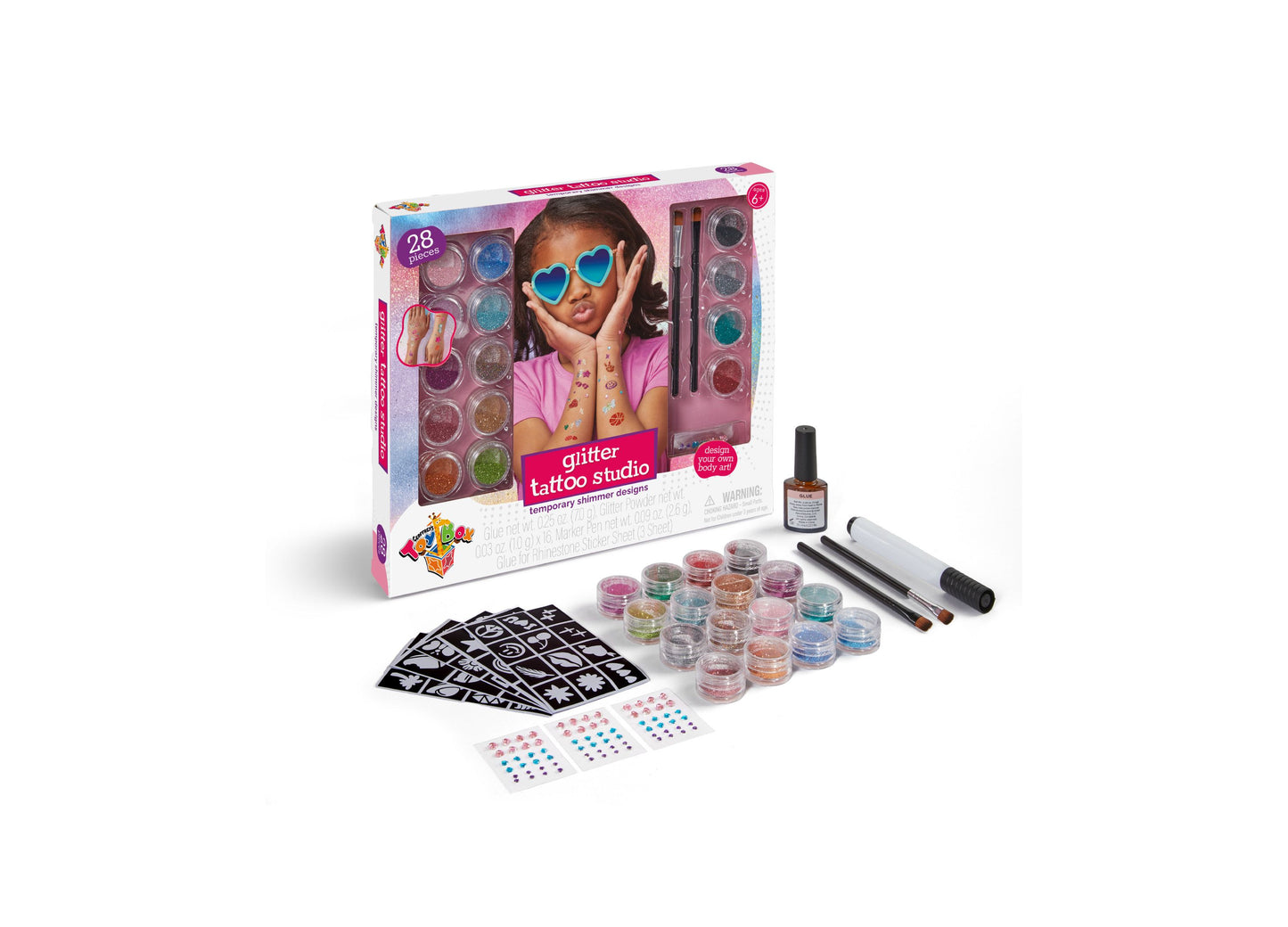 Geoffrey's Toy Box Glitter Tattoo Studio DIY Kit - Create Temporary Shimmer Tattoos