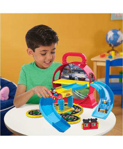 Disney Junior Mickey Mouse Stow 'n Go Portable Playset with Diecast Vehicles