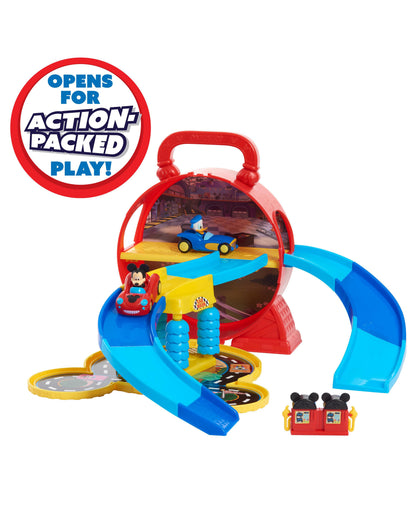 Disney Junior Mickey Mouse Stow 'n Go Portable Playset with Diecast Vehicles