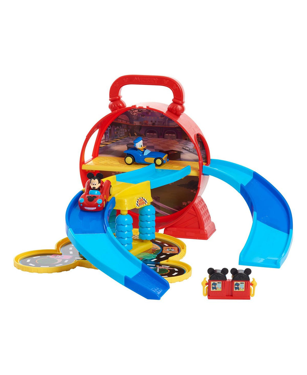 Disney Junior Mickey Mouse Stow 'n Go Portable Playset with Diecast Vehicles