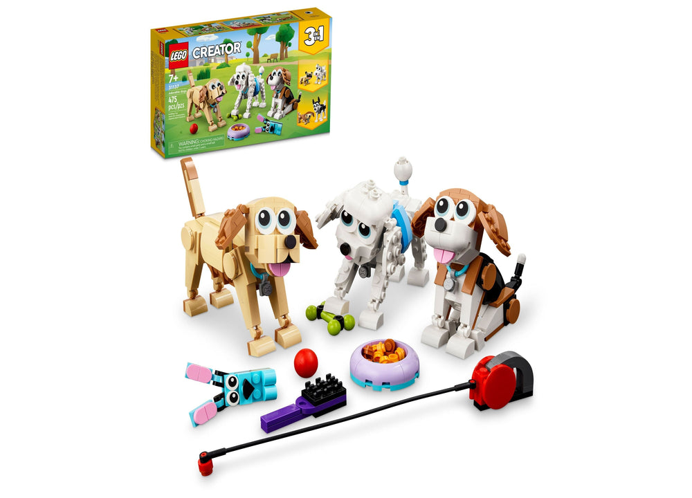 LEGO® Creator 31137 3-in-1 Adorable Dogs Toy  Building Set with Beagle, Poodle and Labrador Builds