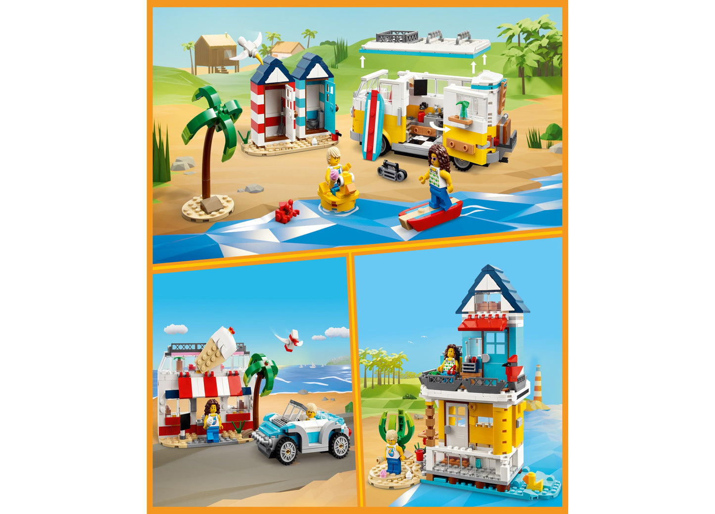 LEGO® Creator 31138 3-in-1 Beach Camper Van  Toy Adventure Building Set