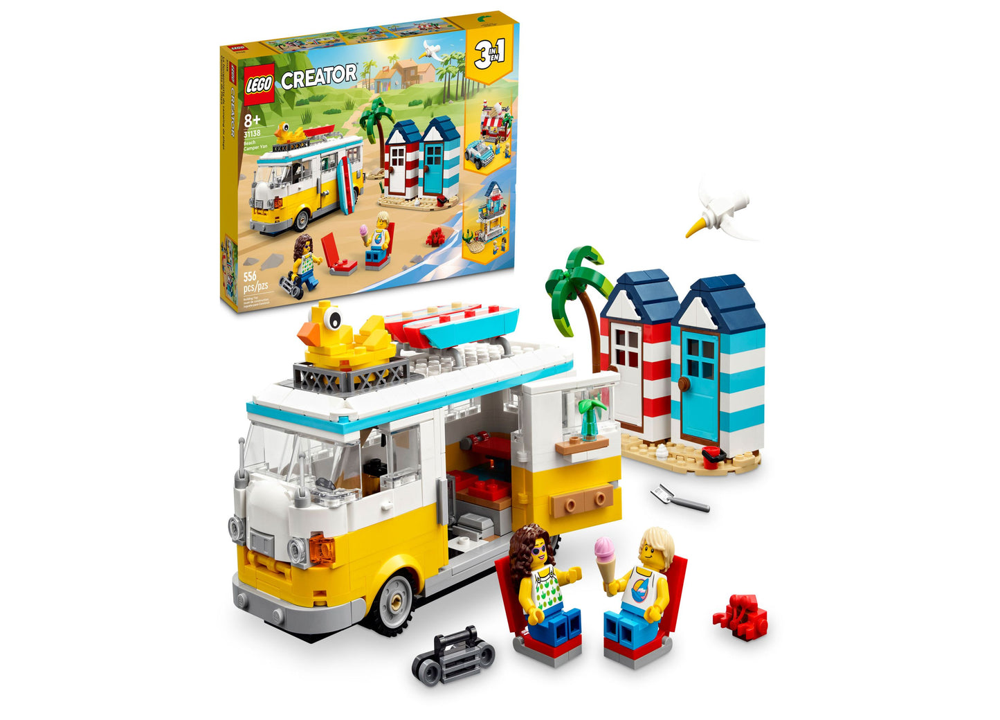 LEGO® Creator 31138 3-in-1 Beach Camper Van  Toy Adventure Building Set