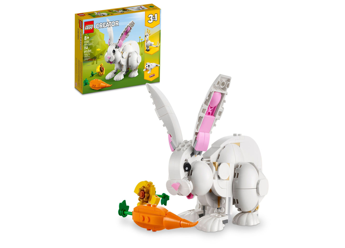 LEGO Creator 3-in-1 White Rabbit, Cockatoo, and Seal 31133 Building Set - 258 Pieces