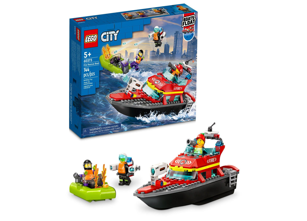 LEGO® City Fire Rescue Boat 60373 Toy Building Set with 4 Minifigures