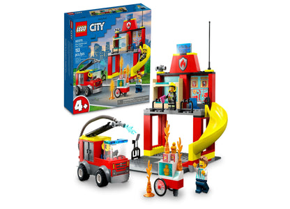 LEGO® City Fire Station and Fire Truck 60375 Toy Building Set with Firefighter Minifigures