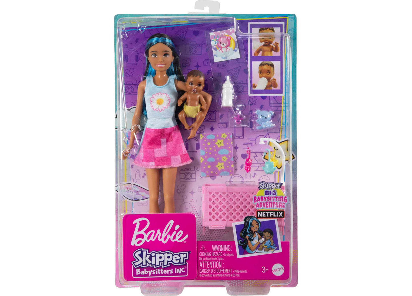 Barbie Skipper Babysitters Inc. Playset - Brunette with Sleepy Baby Doll