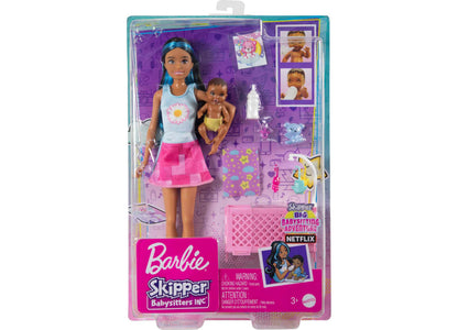 Barbie Skipper Babysitters Inc. Playset - Brunette with Sleepy Baby Doll