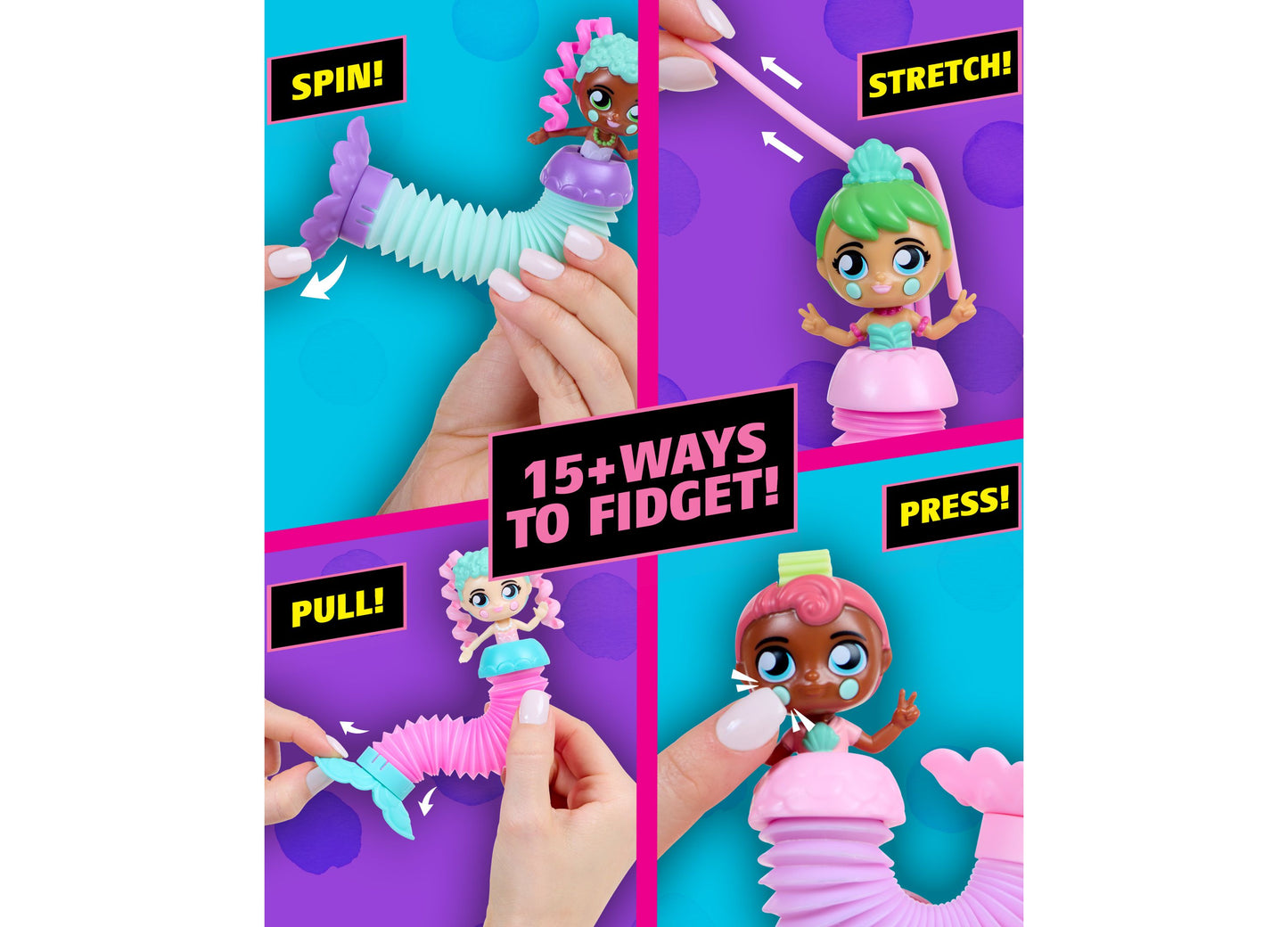 Fashion Fidgets Fantasy Series - Collectible Mermaid Dolls with Pop Tube Tails