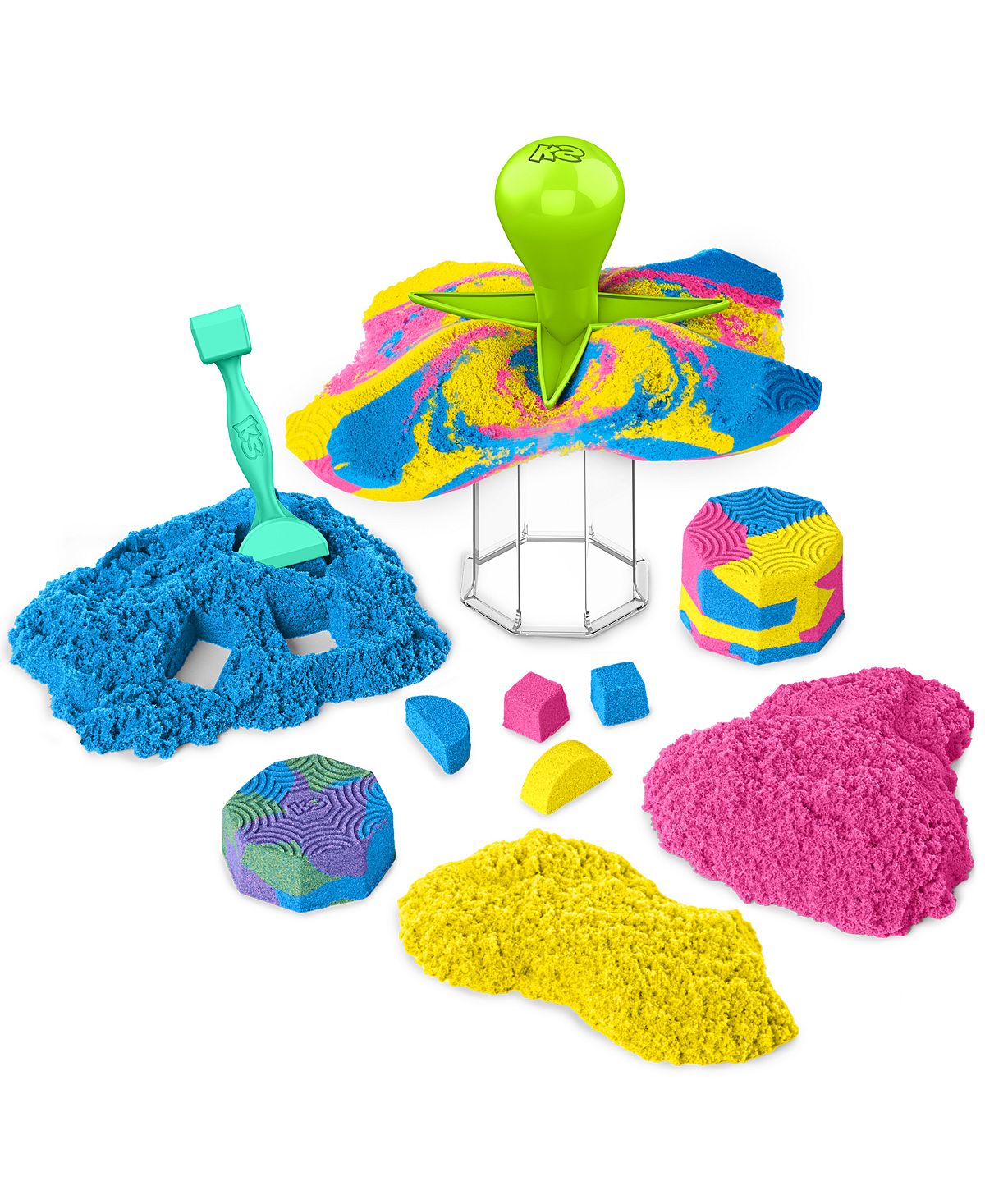 Kinetic Sand Squish N' Create Playset - Blue, Yellow, Pink