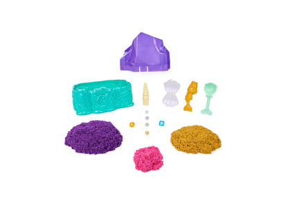 Kinetic Sand Mermaid Crystal Playset with Shimmer Gold Sand and Storage Tools