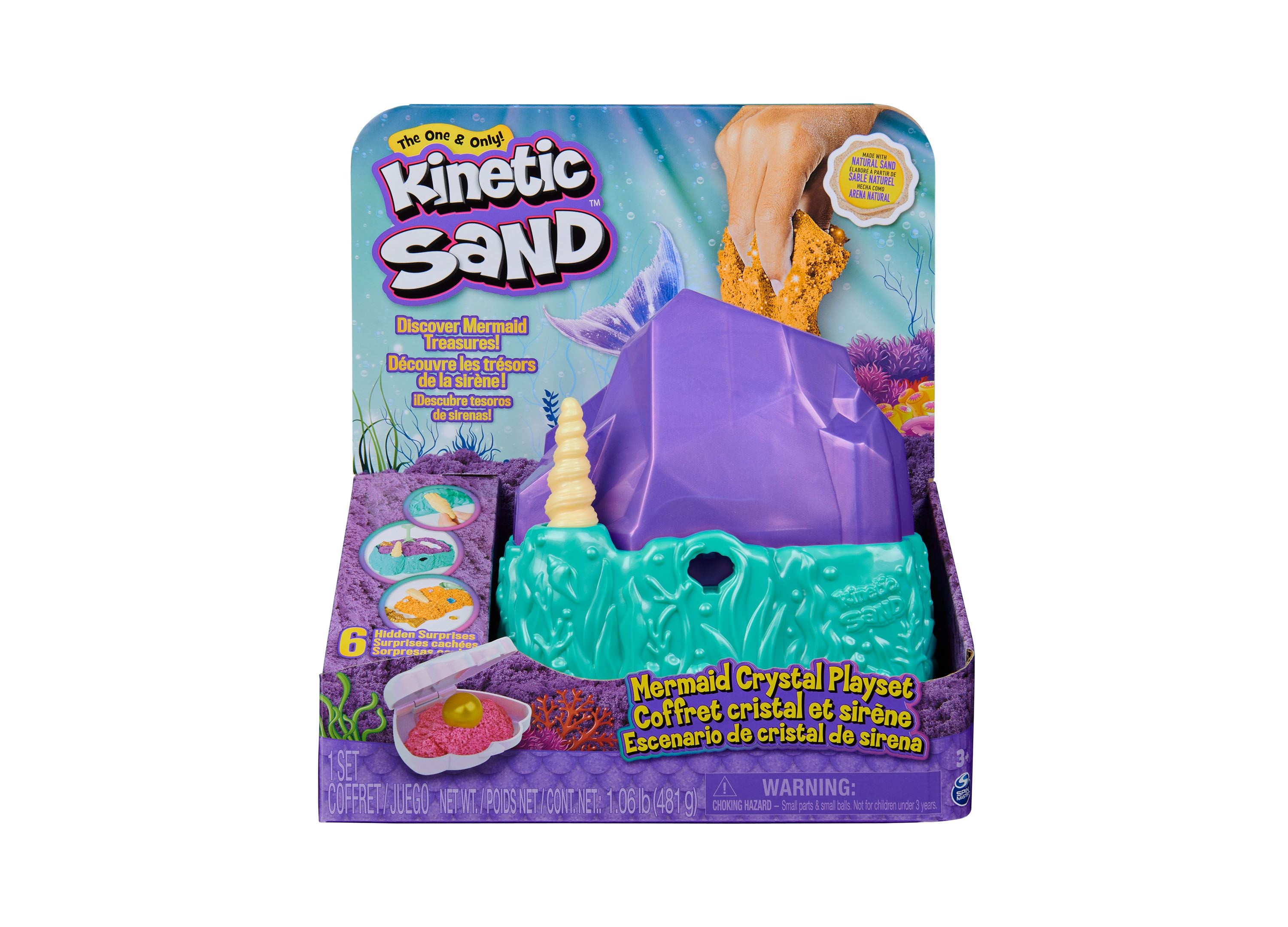 Kinetic Sand Mermaid Crystal Playset with Shimmer Gold Sand and Storag Toys R Us