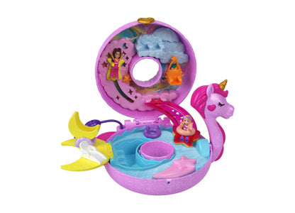 Polly Pocket Sparkle Cove Adventure Unicorn Floatie Compact with Micro Dolls