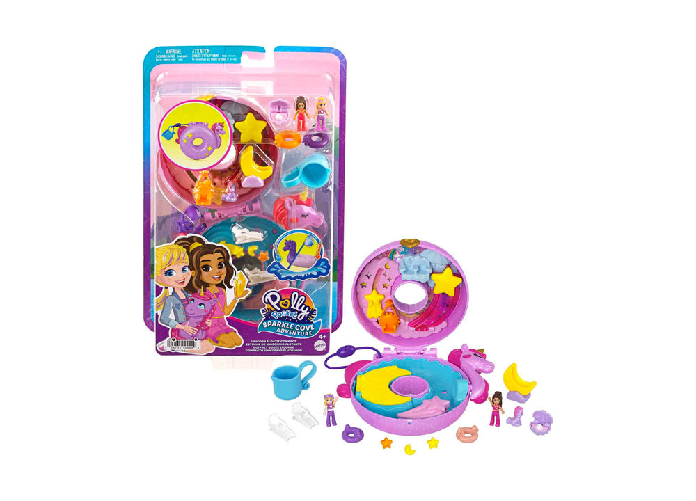 Polly Pocket Sparkle Cove Adventure Unicorn Floatie Compact with Micro Dolls