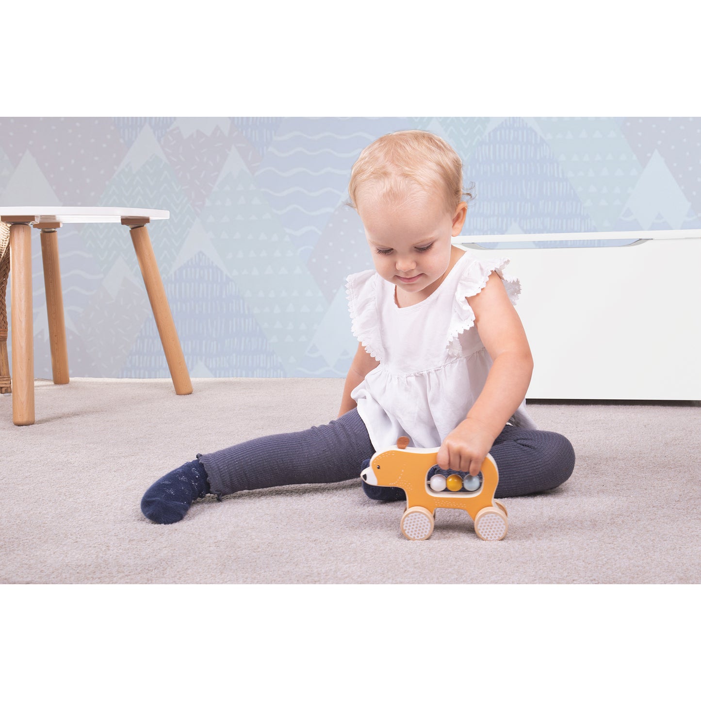 Bigjigs Toys Push Along Bear ‚Äì Safe and Engaging Wooden Toy for Infants