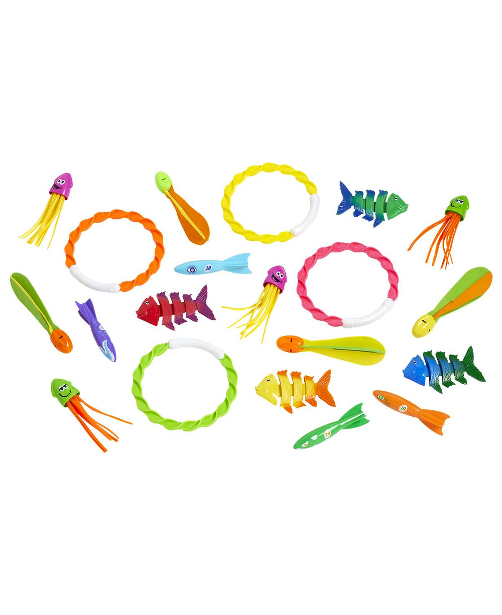Toys R Us Sizzlin Cool 20-Piece Pool Diving Toy Set with Colorful Aquatic Figures