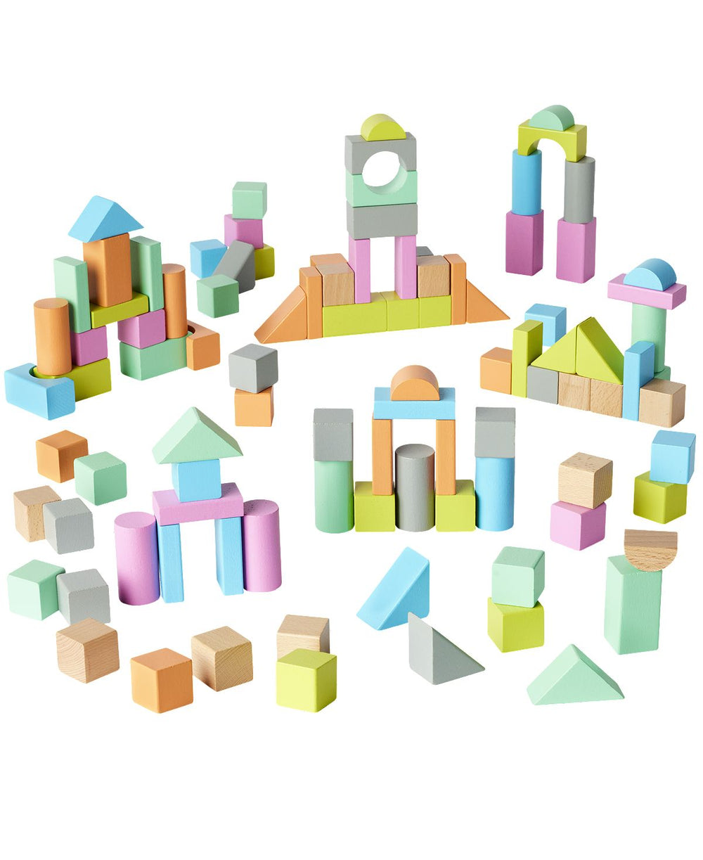 Imaginarium 100-Piece Wooden Block Set - Colorful Building Blocks for Creative Play