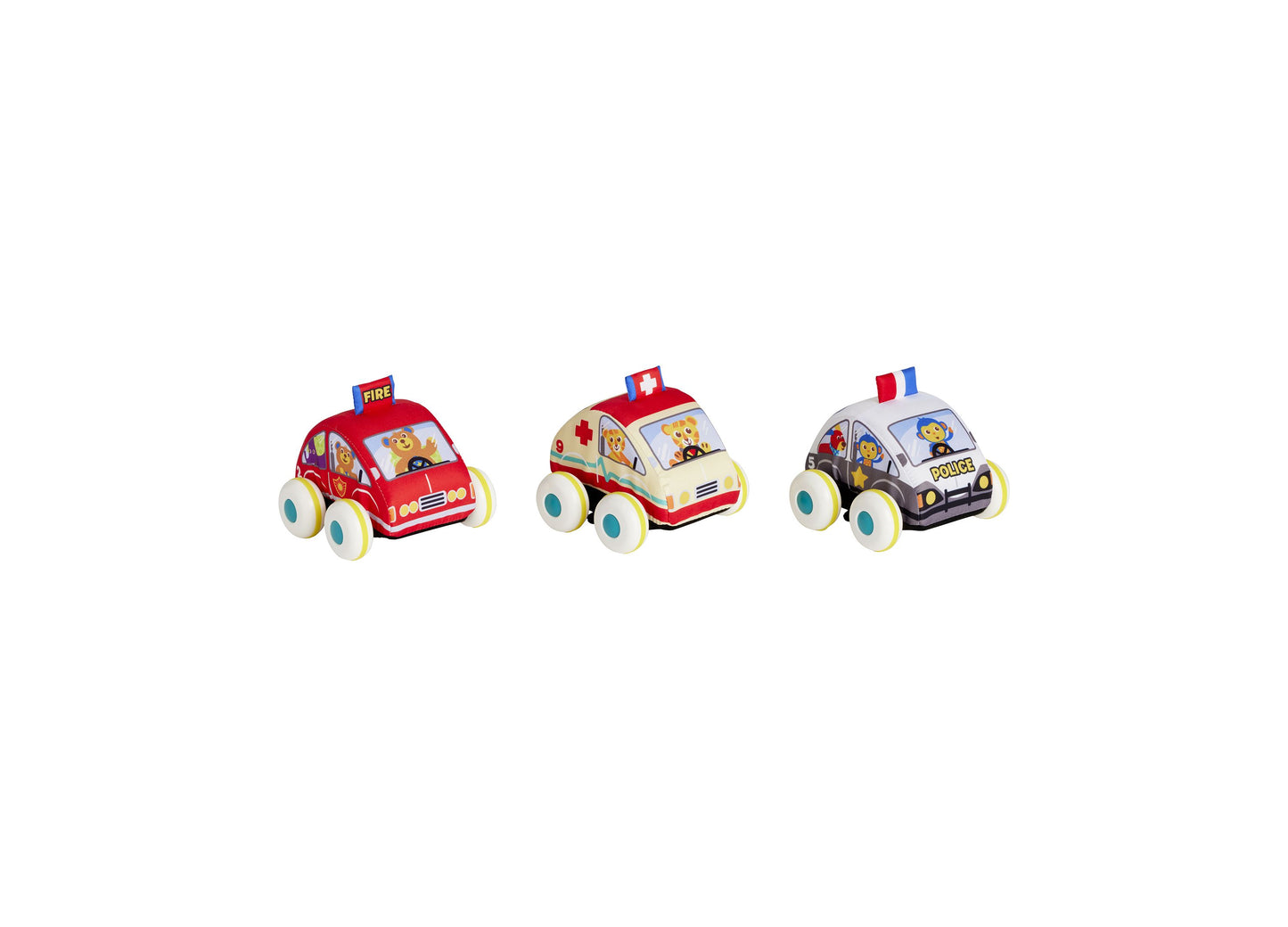 Imaginarium 3-Piece Pull and Go Vehicle Set: Fire Truck, Police, and Ambulance